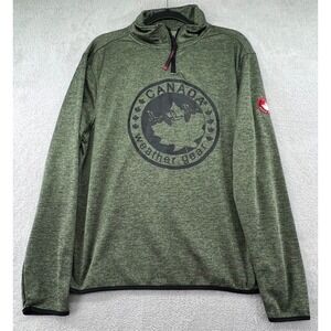 Canada Weather Sweatshirt Mens L Gear Quarter Zip Pullover Green Heather Fleece